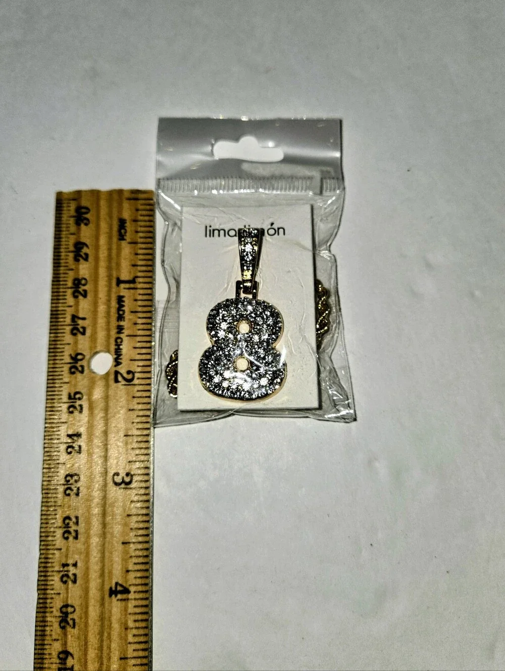 Lima Limon Gold Number 8 Crystal Pendant and Necklace NEW